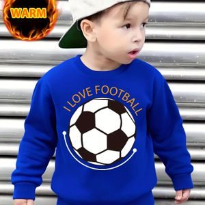 1pc Boys' Casual Football Love Letter Print Lange Mouw Pullover Sweatshirt, Ronde Hals, Losse Pasvorm, Polyester Gebreide Stof, Herfst/Winter Collectie