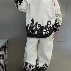 Jongens 2-delige set, Lente/Herfst Casual Sport Trui met Printpatroon + Elastische Manchetten Broek Twee- Pak voor Maat M-Groot