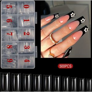 500 Stuks Zachte Gel Nageltips, Natuurlijke / Heldere Acryl Nageltips Voorgevormde Cover Nageltips Voor Nagelverlenging Manicure Gereedschap Voor Nagelkunst DIY