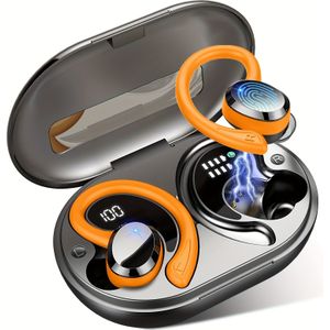 Q38 Wireless Sports Headphones, Wireless Headphones With Hd Mic, Stereo In-ear Headphones, 14.2 Mm Driver Earphones, Led Display, With 800 Mah Charging Case