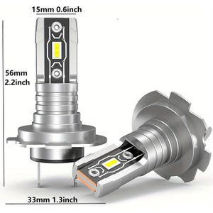 Set van 2 H7 LED Koplampen met Canbus 5530 Chips, Biedt 18000 Lumen bij 60 Watt en 6000K Wit Licht, Ontworpen voor Auto's, Vrachtwagens en Motoren, Zonder Batterij