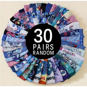 4/10/ Paar Disney Stitch Herensokken - Diverse Kleurrijke Cartoon Karakter Ontwerpen, Machinewasbare Casual Sokken voor Dagelijks Gebruik, Comfortabele Sokken | Speelse Sokken | Grappige Sokken