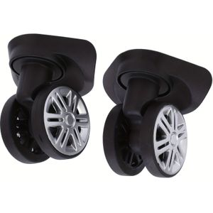 Quiet Glide Luggage Wheels - 1 Pair, Double Row Swivel Casters For Suitcases & Bags, Durable Plastic Replacement