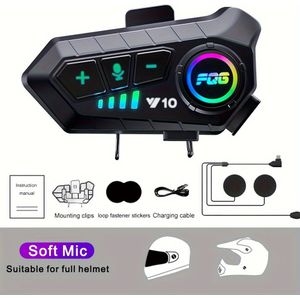 Y10 Motorhelm Headset | Draadloze 5.3 Voice Control, Niet-waterbestendig, Type-C Jack, Oplaadbare Polymeer Lithium Batterij