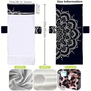 TEMU Ultra-zachte microvezel strandstoelhoes, extra groot, sneldrogend, opvouwbaar met zijzakken - Modern mandala ontwerp, 250gsm stof, ideaal voor zwembad en strand ontspanning, strandaccessoire