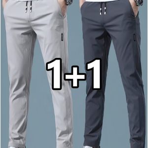 Pack van Twee Lente/Zomer Casual Broeken voor Heren, Rechte Pasvorm Elastische Veelzijdige Mode Sportbroeken voor Jongens Nieuw in 2025