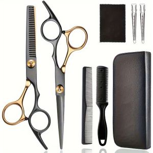 8-delige Haarschaar Set, Professionele Kapperscharen Set met Haarschaar, Dunschuur, Haarschaar, Haarsnijden, Haar Knippen, Schaar voor Mannen Vrouwen