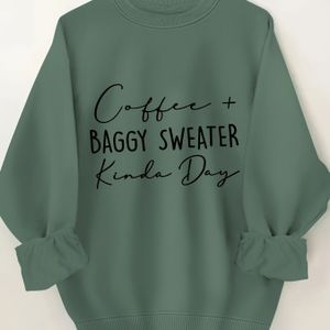 Sweatshirt met letterprint in grote maten, casual sweatshirt met lange mouwen en ronde hals voor herfst en winter, grote maten dameskleding