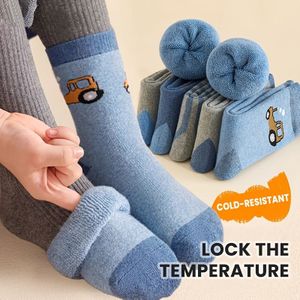 5st Jongeren's Gezellige Fleece-Gevoerde Cartoon Sokken - Warm & Dik voor Jongens en Meisjes, Perfect voor Herfst/Winter, Schattige Sokken