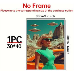 1pc Retro Space-themed Canvas Poster, & , Wall Art, For Living Room, Kitchen, Home Decoration, 20x30 Inches