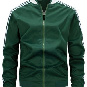 Heren Sportieve Ademende Baseballkraagjas voor Lente en Herfst, Buitenactiviteiten,Lentemode,Sportief Ontwerp,Klassieke Kraag,Heren Buitenkleding,Atletisch Jacket,Sportliefhebbers,Herenmode