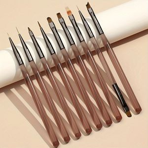 9 stks Nail Art Pen Borstel Set Vegen Pen Tweekoppige Constructie Pen Fototherapie Schilderen Pen Gradiënt Pen Manicure Pedicure Nail Art Gereedschap Kit