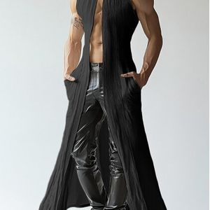 Herren Sleeveless Half-Turtle Neck Vest Cardigan - Lichtgewicht Loose Fit Streetwear Jas, Kleur Machinewasbaar Casual Buitenkleding, Moderne Straatstijl, Ademend Stof, Mode Liefhebbers