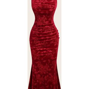 Elegante Damesjurk met Reliëf Rozenmotief