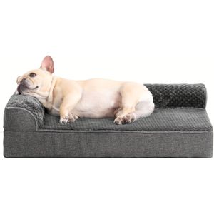TEMU Memory Foam Hondenbed voor Middelgrote Honden - Orthopedische Ei&Memory Foam Hondenbankbed met Zachte Sherpa Oppervlakte, Bolster Huisdierbank met Wasbaar, Waterdicht Laag en Antislip