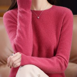 Vrouwen Lichtgewicht 100% Wol Trui - Naadloze Ronde Hals Lange Mouw Kleur Pullover, Pasvorm voor Lente/Herfst, Elegant Kantoor & Casual , Schattige Truilen, Dagelijks , Hoogwaardig Gebreid