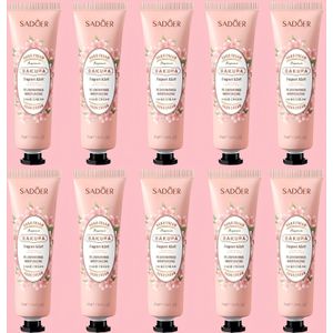 10st Rozen en Kersenbloesem Handcrème voor Herfst en Winter, Bloemengeur, Hydraterend, Niet Vettig, Voedend, Verzachtend, Glad, Langdurig, Compact, Draagbaar