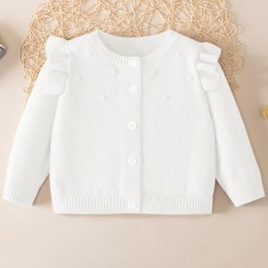 De nieuwe herfst- en wintergebreide vest is geschikt voor babymeisjes en tienermeisjes. Het unieke ontwerp van golven geborduurde decoratie toont de unieke en modieuze smaak van de meisjes.