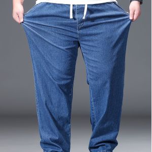 Heren Jeans in Grote Maten - Zware Stretch Denim Broek met Elastische Tailleband, Rechte Pijpen voor Dagelijkse & Formele Outfits - Comfortabele Pasvorm voor Alle Seizoenen