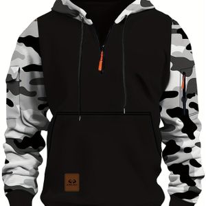 Camouflage Hoodie, Coole Hoodie voor Mannen, Casual Patroonontwerp met Zakken, Herfst- en Winterstraatmode, Ideaal Cadeau
