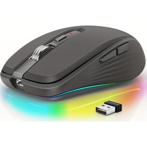 Oplaadbare draadloze muis FMOUSE-M303 met RGB-verlichting, USB-C opladen, ergonomische muis geschikt voor pc-laptops en desktops!