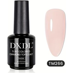 DXDL 1 stuk 15ml 5-in- Coat Gekleurde Gel Nagellak, Clear Nude Builder voor Nagels, Multifunctionele Rhinestone Gel, Chrome , Ombre Nagel Gel Base Soak Off LED Langdurig voor Thuis Salon DIY
