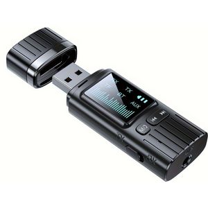 Draadloze Handsfree Auto Kit Ontvanger Adapter 3.5mm AUX Audio Ontvanger Draadloze 2 in 1 Zender en Ontvanger Weergavescherm Ondersteuning TF-kaart MP3 Muziekspeler