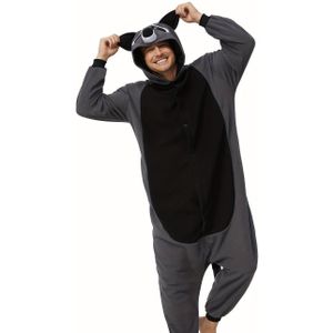 Volwassen Fleece Onesie Kostuum, 100% Polyester, Lange Mouwen Gehaakte Pyjama Set, Geborduurd Kleur, Gebreide Stof, Lichte Stretch, Losse Pasvorm, Feestkleding voor Herfst/Winter