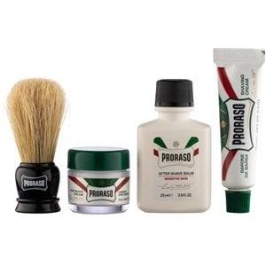 Proraso Herencosmetica Sensitive Travel Kit Pre Shave Cream  Refresh 15 ml + Shave Cream Refresh 10 ml + After Shave Balm Sensitive 25 ml + Shaving Brush