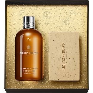 Molton Brown Collection Re-Charge Black Pepper Body Care Collection Christmas Bath & Shower Gel 300 ml + Bodyscrub Bar 250 g