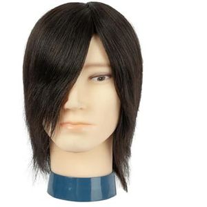 Mannequinhoofd van mannelijk menselijk haar, pruikstandaard met statief for kapperssalon, mannelijke trainingshoofden, mannequinpop(2)