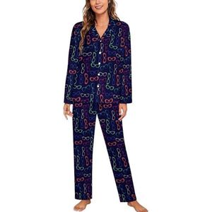 Mode Zonnebril Patroon Lange Mouw Pyjama Sets Voor Vrouwen Klassieke Nachtkleding Nachtkleding Zachte Pjs Lounge Sets