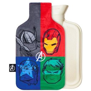 Marvel Warmwaterkruik met fleece hoes - 1,7 of 2 liter inhoud rubberen warmwaterzak lang - gezellige cadeaus voor mannen (Multi Avengers)