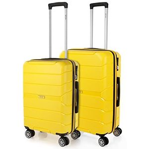 JASLEN - Koffer Set - Koffers Set - Stevige kofferset 3 stuks - Reiskoffer Set. Set van 3 Trolley koffers (Handbagage Koffer, Middelgrote koffer en Grote Koffer). Kofferset Delige. Lichtgewicht, Geel