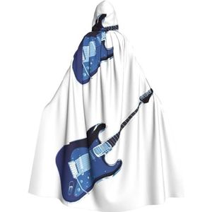 WURTON Blauwe Gitaar Print Halloween Wizards Hooded Gown Mantel Kerst Hoodie Mantel Cosplay Voor Vrouwen Mannen