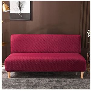 Futon Cover Armless Bank Covers Sofa Bed Slipcover zonder armleuning Zachte polyester Stoffen Cover 1-delige stretch Furniture Protector for Kid Pet(Color:Rood,Size:190-210cm)