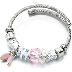 DIY Armbanden Armbanden Vrouwen Sieraden Mode Olifant Manchet Armband Femme Acryl Kraal Stalen Ketting Pulseiras