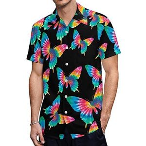 Tie Dye Butterfly Heren Korte Mouw Shirts Casual Button-down Tops T-shirts Hawaiiaanse Strand Tees 5XL