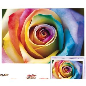 Regenboog roos bloem puzzels gepersonaliseerde puzzel 1000 stukjes legpuzzels van foto's foto puzzel voor volwassenen familie (74,9 cm x 50 cm)