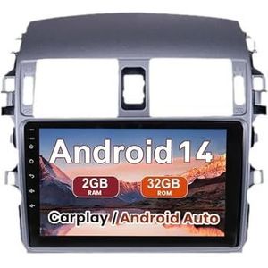 Android 15 Autoradio 9 inch touchscreen voor Toyota Corolla 2007-2013 Autoradio Navigatie met Carplay met GPS navigatie Bluetooth FM USB Steering Wheel Control(X7 6G+128G)