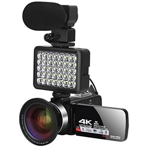4k ultra HD Video Camera Camcorder for Vlogging Video Camera Wifi Recorder Ingebouwde Licht 4 8MP 3.0 Inch 16x digitale camera's (Size : 128G SD card, Color : Purple)