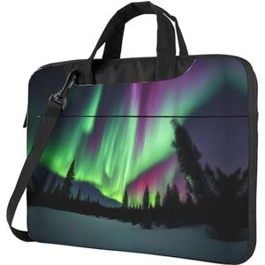 Ultradunne laptoptas met paarse vlinder, laptoptassen voor bedrijven, geniet van een probleemloze en stijlvolle reis, Noorderlicht schilderij, 14 inch