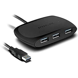 Speedlink SL-140104-BK Snappy 4-poorts USB-hub (4-USB 3.0 aansluitingen, 1,5 m kabel) zwart Met voeding USB 3.0 zwart