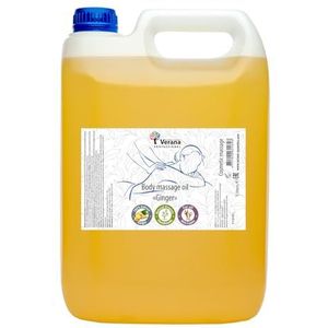 Verana Massageolie Gember, Natuurlijk, Alle Huidtypes, Effectief bij lichaamsvormingsprogramma's, Anticellulitis, Vermindert rimpels, Verjongend, Verwarmend effect, Aromatherapie (5L)