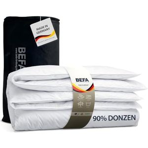 BEFA NATUR Donsdekbed voor het hele jaar door, 240 x 220 cm, 90% dons en 10% veren, vulgewicht 1220 g, geschikt voor mensen met allergieën, dierenwelzijn gecertificeerd (Downpass), Oeko-Tex klasse 1