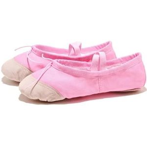 Meisjesballetschoenen canvas platte balletdansschoenen dansschoenen voor volwassenen vrouwen kinderen klassieke splitzool zacht leer (beige, 43 (25 cm))