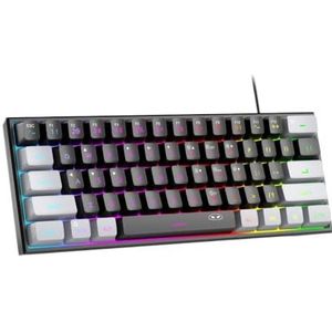 QPSJXN 60 procent RGB backligit toetsenbord 61 toetsen compact (Grey Black)