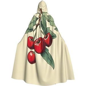 SSIMOO Mooie zoete rode kers volwassen mantel met capuchon, vreselijke spookfeestmantel, geschikt voor Halloween en themafeesten