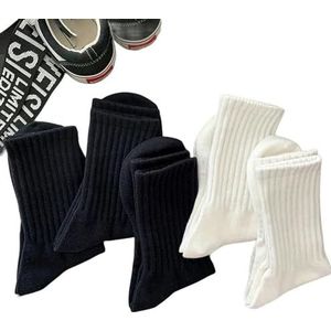 RKYNOOZX Sokken 5 paar coole mannen zwart wit warme sokken set herfst winter mannelijke effen kleur sport korte sokken voor mannen 5-eenheidsmaat