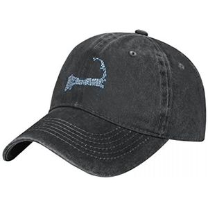 Handgetekende cape cod kaart baseballpet, sporthoed dag hip hop vrachtwagen bestuurder hoed hoed mannelijk vrouwelijk, blauw